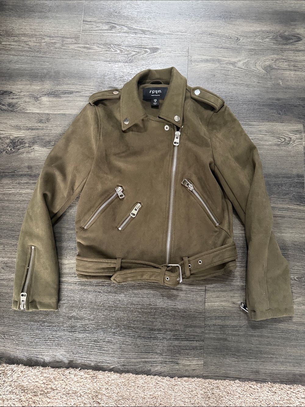 Olive Green Suede Moto Jacket